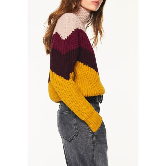 ba&sh Orlando Sweater Wool Blend Mockneck Chunky Knit Size Medium - Picture 3 of 11